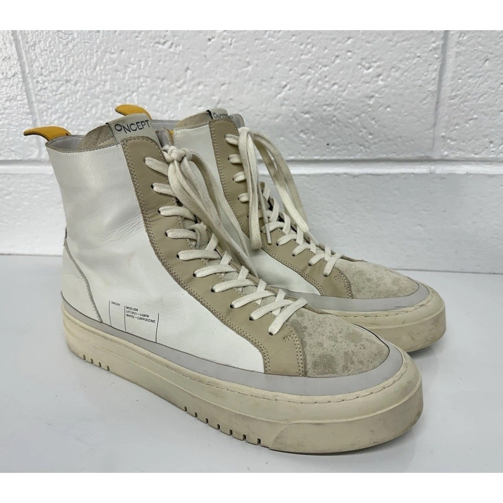 Oncept Lisbon Hightop Sneakers in White Cappuccino Leather /‎ Women's Size 9
